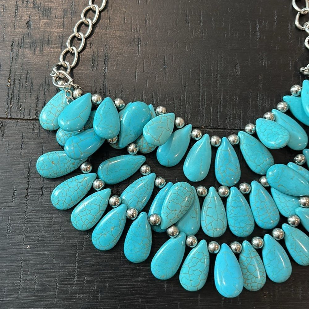 Boho Substantial Turquoise Bib Statement Western … - image 6